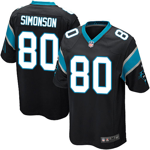 Men's Nike Carolina Panthers #80 Scott Simonson Game Black Team Color NFL Jersey