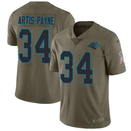Men's Nike Carolina Panthers #34 Cameron Artis-Payne Limited Olive 2017 Salute to Service NFL Jersey