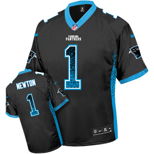 Youth Nike Carolina Panthers #1 Cam Newton Elite Black Drift Fashion NFL Jersey