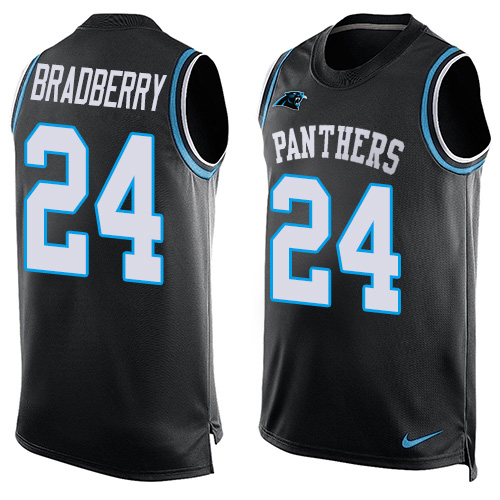 Men's Nike Carolina Panthers #24 James Bradberry Limited Black Player Name & Number Tank Top NFL Jersey