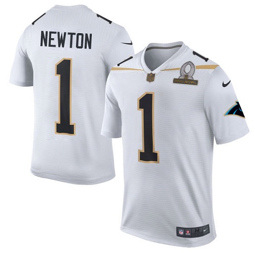 Men's Nike Carolina Panthers #1 Cam Newton Elite White Team Rice 2016 Pro Bowl NFL Jersey