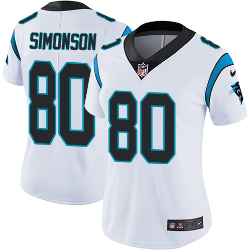Women's Nike Carolina Panthers #80 Scott Simonson White Vapor Untouchable Elite Player NFL Jersey