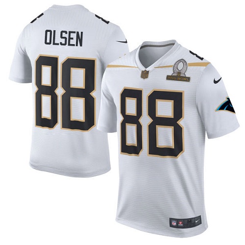Men's Nike Carolina Panthers #88 Greg Olsen Elite White Team Rice 2016 Pro Bowl NFL Jersey
