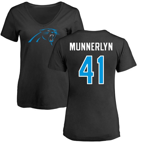 NFL Women's Nike Carolina Panthers #41 Captain Munnerlyn Black Name & Number Logo Slim Fit T-Shirt