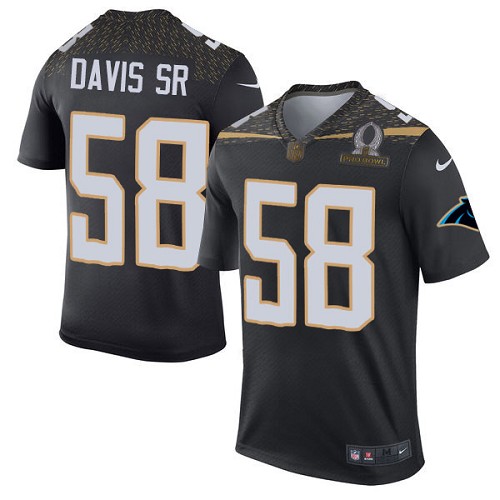 Men's Nike Carolina Panthers #58 Thomas Davis Elite Black Team Irvin 2016 Pro Bowl NFL Jersey