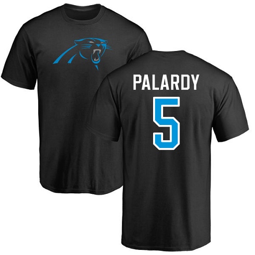 NFL Nike Carolina Panthers #5 Michael Palardy Black Name & Number Logo T-Shirt
