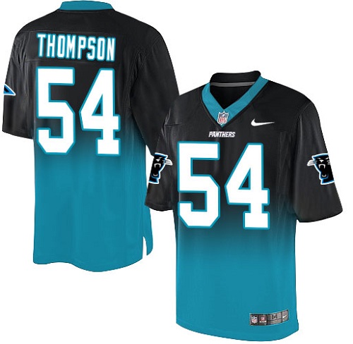 Men's Nike Carolina Panthers #54 Shaq Thompson Elite Black/Blue Fadeaway NFL Jersey