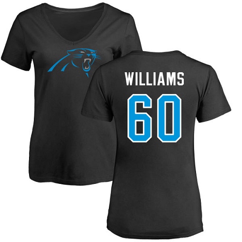 NFL Women's Nike Carolina Panthers #60 Daryl Williams Black Name & Number Logo Slim Fit T-Shirt