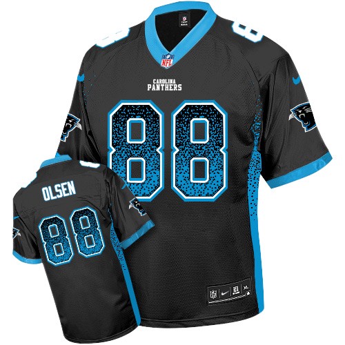 Men's Nike Carolina Panthers #88 Greg Olsen Elite Black Drift Fashion NFL Jersey