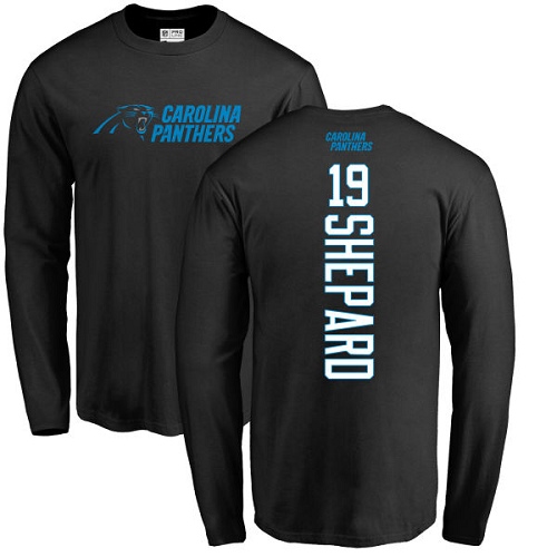 NFL Nike Carolina Panthers #19 Russell Shepard Black Backer Long Sleeve T-Shirt