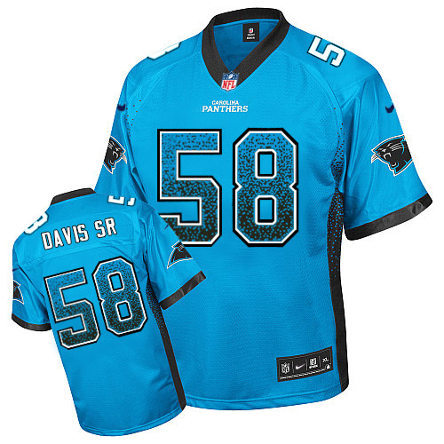Men's Nike Carolina Panthers #58 Thomas Davis Elite Blue Drift Fashion NFL Jersey