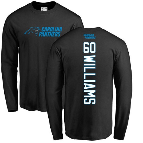 NFL Nike Carolina Panthers #60 Daryl Williams Black Backer Long Sleeve T-Shirt