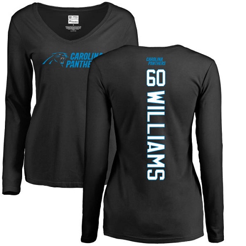 NFL Women's Nike Carolina Panthers #60 Daryl Williams Black Backer Slim Fit Long Sleeve T-Shirt