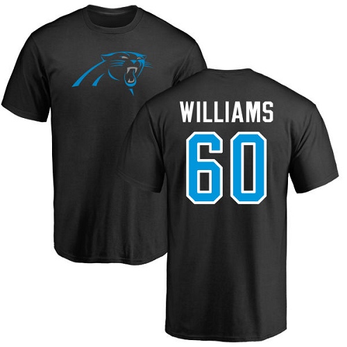 NFL Nike Carolina Panthers #60 Daryl Williams Black Name & Number Logo T-Shirt