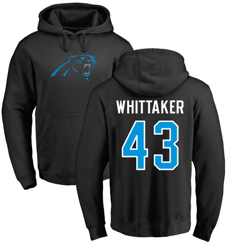 NFL Nike Carolina Panthers #43 Fozzy Whittaker Black Name & Number Logo Pullover Hoodie