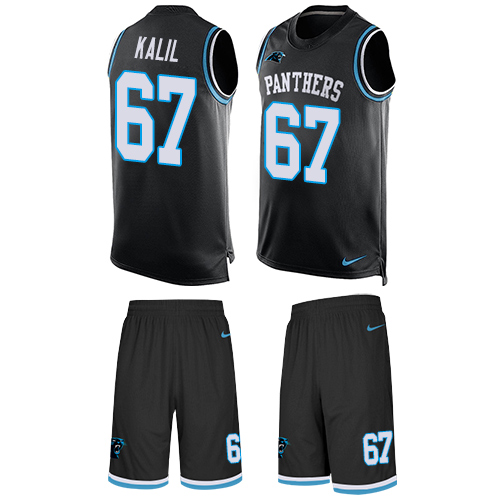 Men's Nike Carolina Panthers #67 Ryan Kalil Limited Black Tank Top Suit NFL Jersey