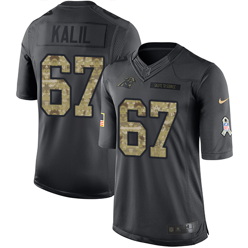 Men's Nike Carolina Panthers #67 Ryan Kalil Limited Black 2016 Salute to Service NFL Jersey