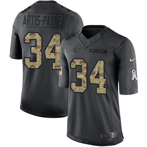 Men's Nike Carolina Panthers #34 Cameron Artis-Payne Limited Black 2016 Salute to Service NFL Jersey