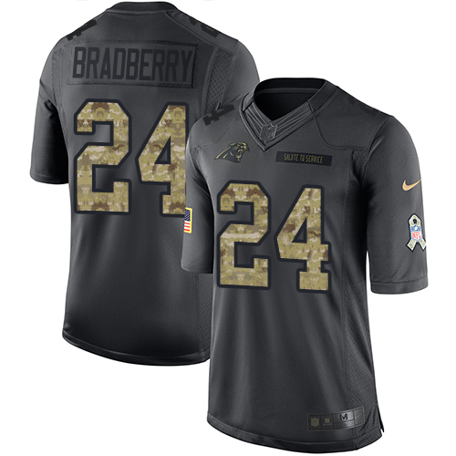 Men's Nike Carolina Panthers #24 James Bradberry Limited Black 2016 Salute to Service NFL Jersey