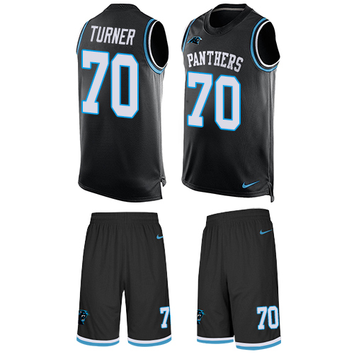 Men's Nike Carolina Panthers #70 Trai Turner Limited Black Tank Top Suit NFL Jersey