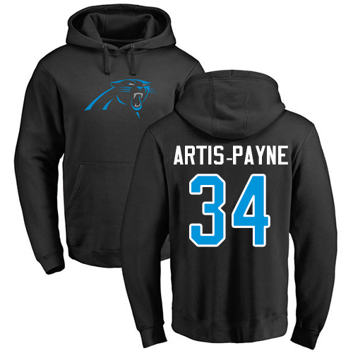 NFL Nike Carolina Panthers #34 Cameron Artis-Payne Black Name & Number Logo Pullover Hoodie