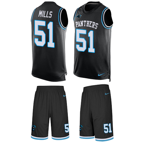 Men's Nike Carolina Panthers #51 Sam Mills Limited Black Tank Top Suit NFL Jersey