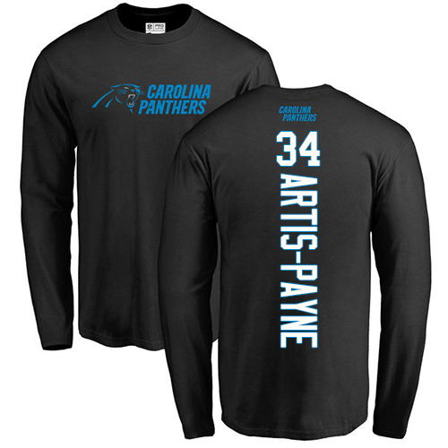NFL Nike Carolina Panthers #34 Cameron Artis-Payne Black Backer Long Sleeve T-Shirt