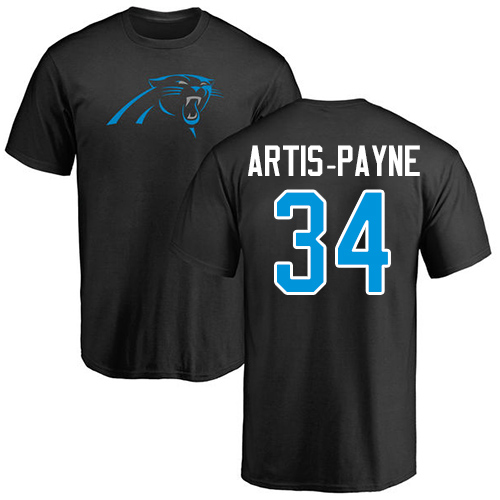 NFL Nike Carolina Panthers #34 Cameron Artis-Payne Black Name & Number Logo T-Shirt