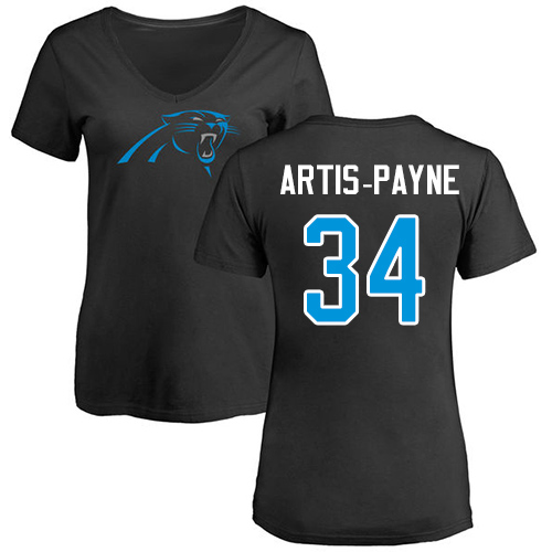 NFL Women's Nike Carolina Panthers #34 Cameron Artis-Payne Black Name & Number Logo Slim Fit T-Shirt