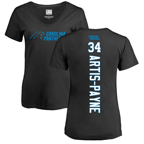 NFL Women's Nike Carolina Panthers #34 Cameron Artis-Payne Black Backer T-Shirt