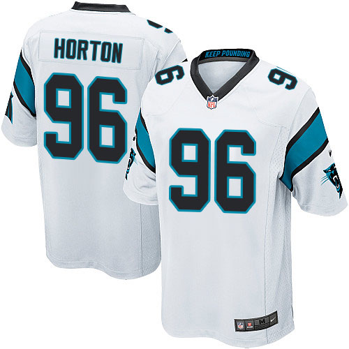 Men's Nike Carolina Panthers #96 Wes Horton Game White NFL Jersey
