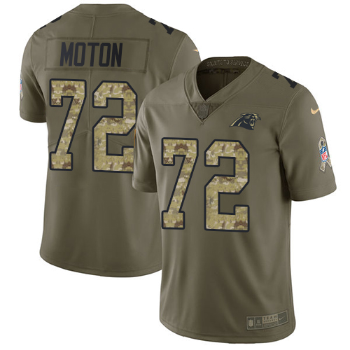Men's Nike Carolina Panthers #72 Taylor Moton Limited Olive/Camo 2017 Salute to Service NFL Jersey