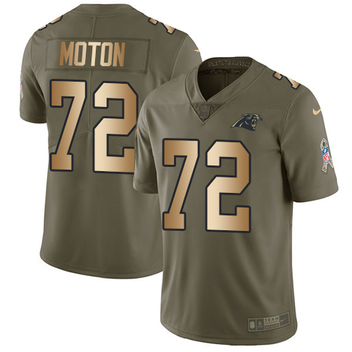 Men's Nike Carolina Panthers #72 Taylor Moton Limited Olive/Gold 2017 Salute to Service NFL Jersey
