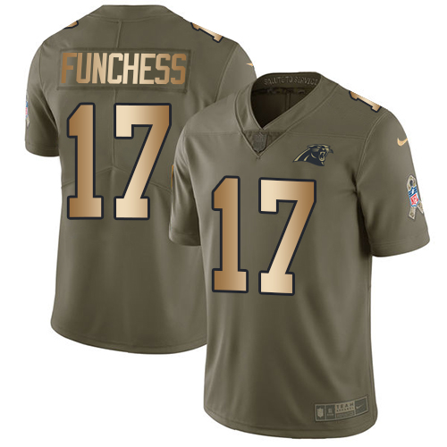 Men's Nike Carolina Panthers #17 Devin Funchess Limited Olive/Gold 2017 Salute to Service NFL Jersey