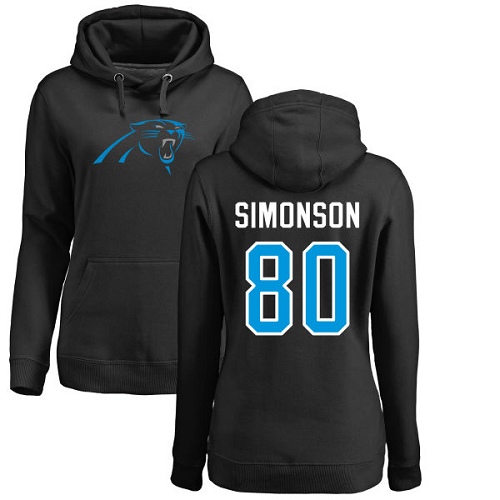 NFL Women's Nike Carolina Panthers #80 Scott Simonson Black Name & Number Logo Pullover Hoodie