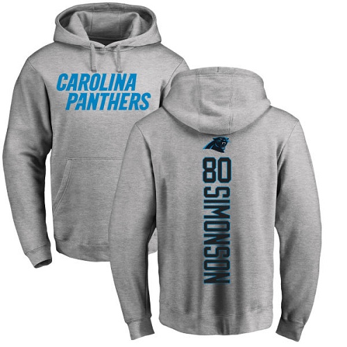 NFL Nike Carolina Panthers #80 Scott Simonson Ash Backer Pullover Hoodie
