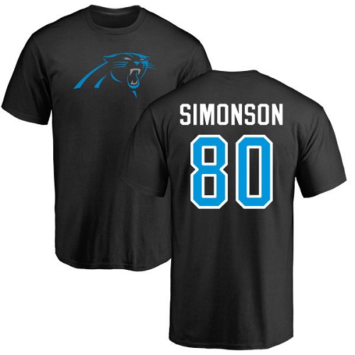 NFL Nike Carolina Panthers #80 Scott Simonson Black Name & Number Logo T-Shirt