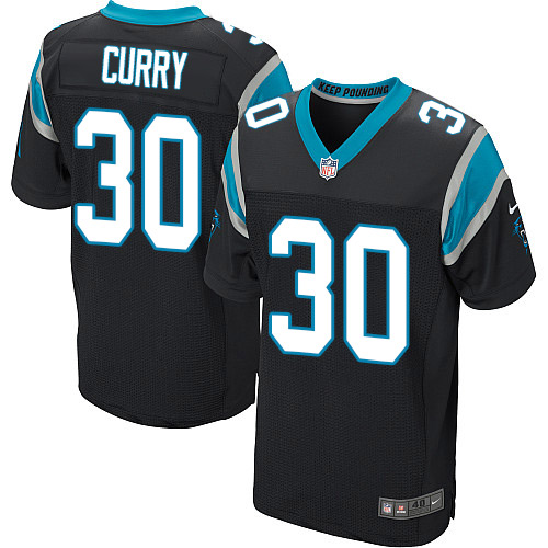 Men's Nike Carolina Panthers #30 Stephen Curry Elite Black Team Color NFL Jersey