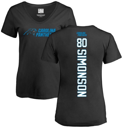 NFL Women's Nike Carolina Panthers #80 Scott Simonson Black Backer T-Shirt