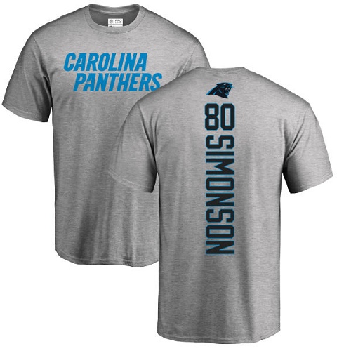 NFL Nike Carolina Panthers #80 Scott Simonson Ash Backer T-Shirt