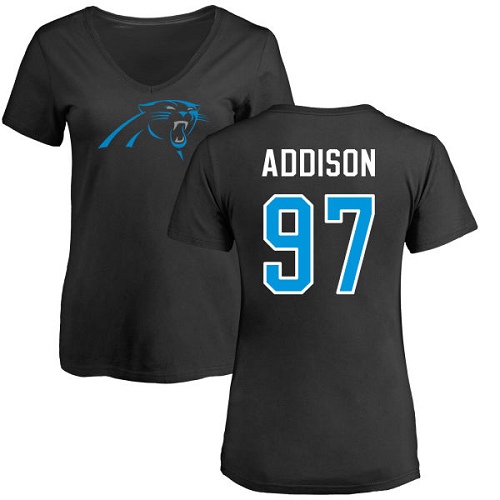 NFL Women's Nike Carolina Panthers #97 Mario Addison Black Name & Number Logo Slim Fit T-Shirt
