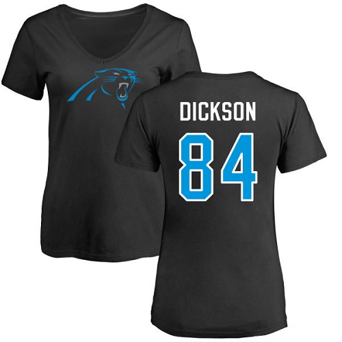 NFL Women's Nike Carolina Panthers #84 Ed Dickson Black Name & Number Logo Slim Fit T-Shirt