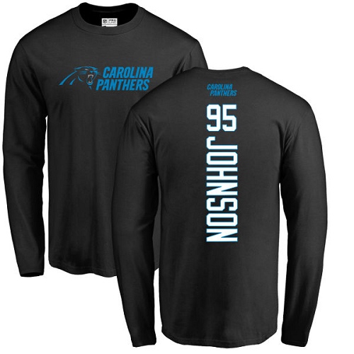 NFL Nike Carolina Panthers #95 Charles Johnson Black Backer Long Sleeve T-Shirt