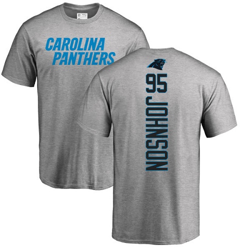 NFL Nike Carolina Panthers #95 Charles Johnson Ash Backer T-Shirt