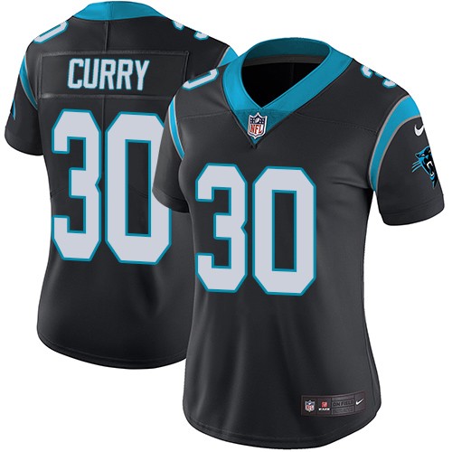 Women's Nike Carolina Panthers #30 Stephen Curry Black Team Color Vapor Untouchable Limited Player NFL Jersey