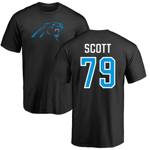 NFL Nike Carolina Panthers #79 Chris Scott Black Name & Number Logo T-Shirt