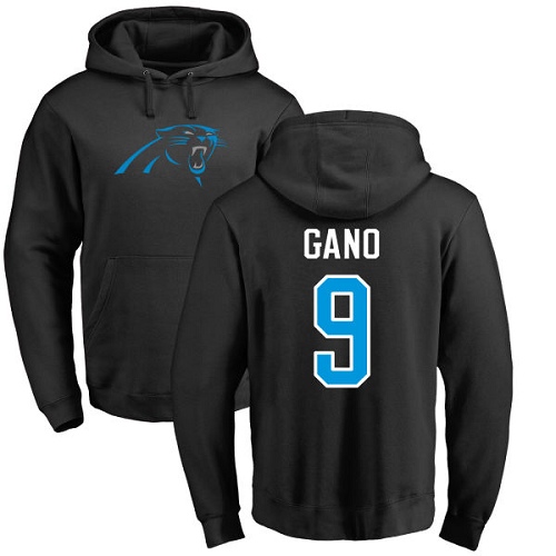 NFL Nike Carolina Panthers #9 Graham Gano Black Name & Number Logo Pullover Hoodie