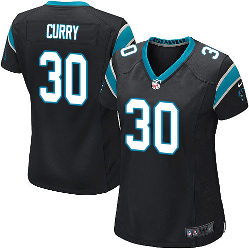 Women's Nike Carolina Panthers #30 Stephen Curry Game Black Team Color NFL Jersey