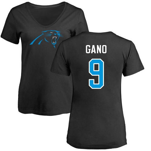 NFL Women's Nike Carolina Panthers #9 Graham Gano Black Name & Number Logo Slim Fit T-Shirt