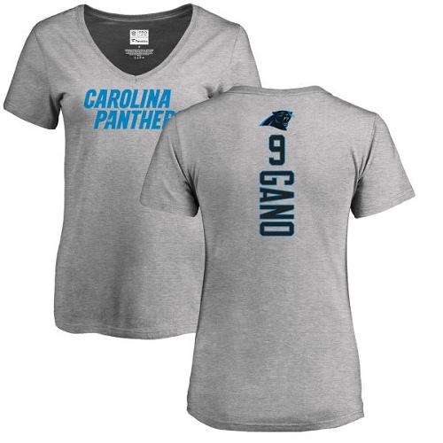NFL Women's Nike Carolina Panthers #9 Graham Gano Ash Backer V-Neck T-Shirt